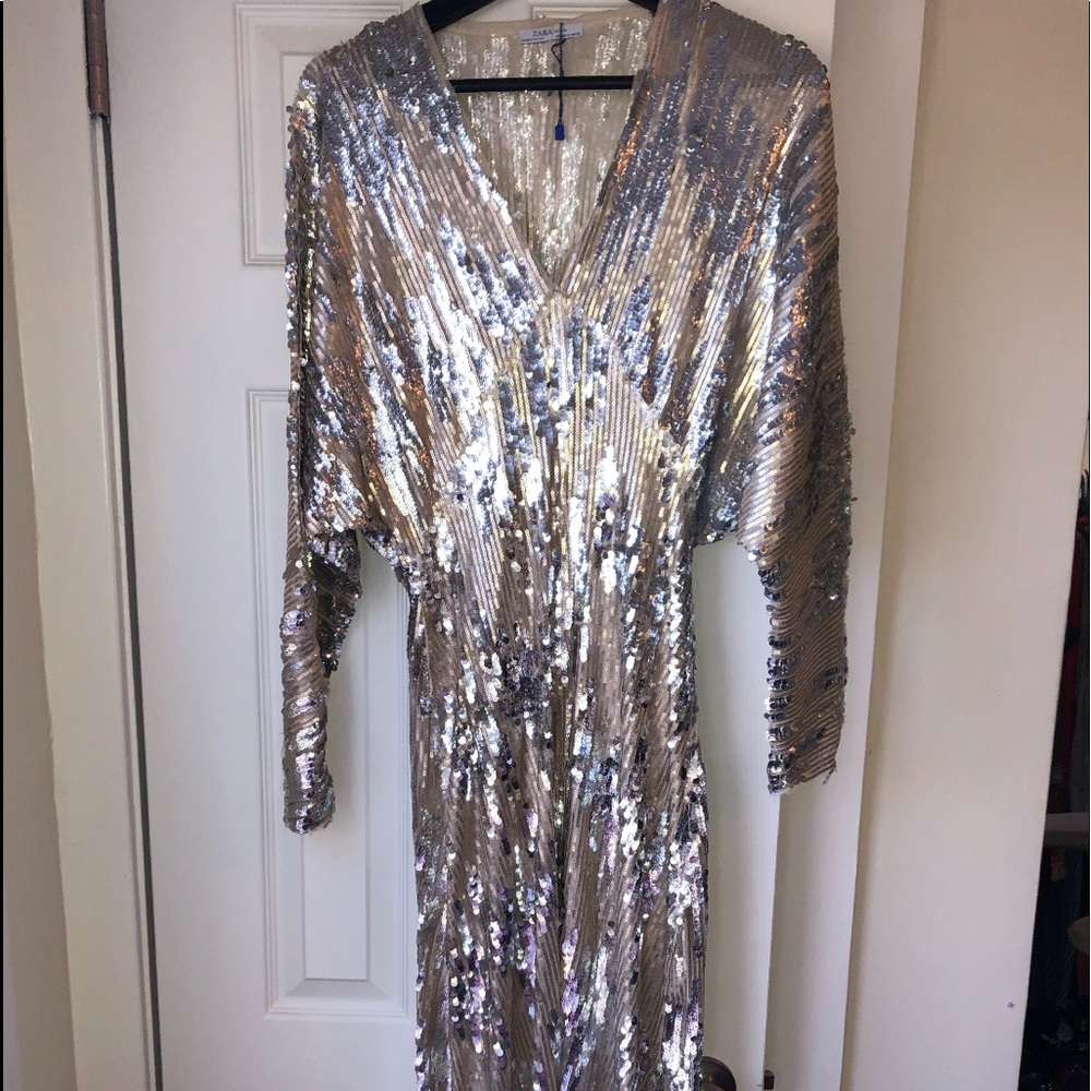 Zara Silver Sequin Dress